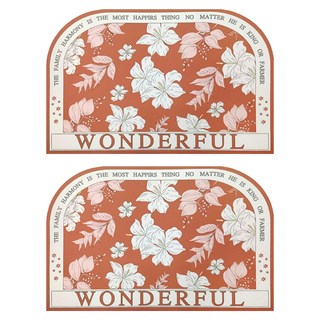 寢室安居 吸水止滑軟式珪藻土地墊, 百合物語 紅底, 2個