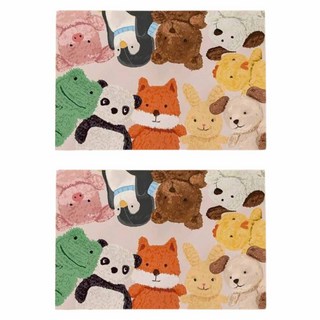 寢室安居 吸水止滑軟式珪藻土地墊, 動物森友墊 多色, 2個