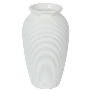 橫條紋/低調奢華 底窄寬口款 陶瓷花瓶, 白色