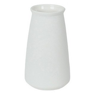 橫條紋/低調奢華 直桶款 陶瓷花瓶, 白色