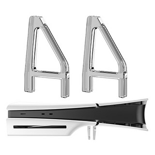 SPACE SHIELD Sony PlayStation PS5 Slim 光碟版 相容 迷你壓克力 迷你主機 水平支架 底座套組 光碟 A 款, 1套, 單一商品, 透明