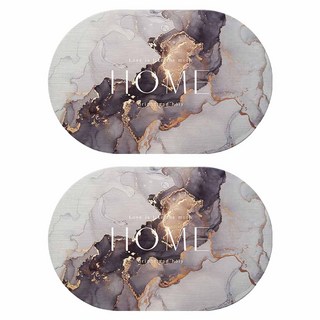 寢室安居 吸水止滑軟式珪藻土地墊, 水墨金箔, 2個