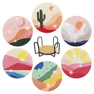 탑피아 집중력 향상 DIY 보석십자수 코스터 6p + 철제선반 세트, CM057, 1세트