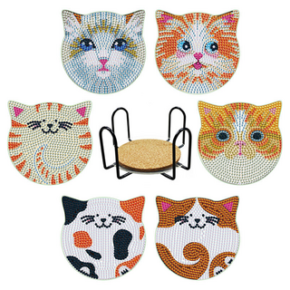 탑피아 집중력 향상 DIY 보석십자수 코스터 6p + 철제선반 세트, CM051, 1세트