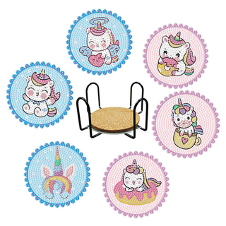 탑피아 집중력 향상 DIY 보석십자수 코스터 6p + 철제선반 세트, CM008, 1세트