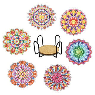 탑피아 집중력 향상 DIY 보석십자수 코스터 6p + 철제선반 세트, CM032, 1세트