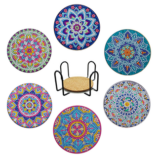 탑피아 집중력 향상 DIY 보석십자수 코스터 6p + 철제선반 세트, CM004, 1세트