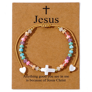 Living Pocket 女士十字架玫瑰經手鍊, 彩色, 1個