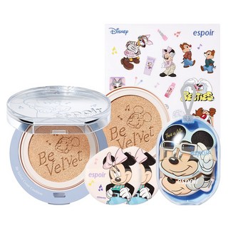espoir 艾絲珀 迪士尼聯名Be Velvet遮瑕氣墊粉餅 13g+替換芯 13g, 1組, #21 Ivory