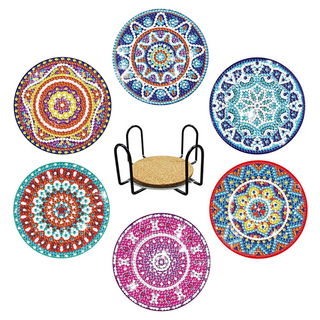 탑피아 집중력 향상 DIY 보석십자수 코스터 6p + 철제선반 세트, CM021, 1세트