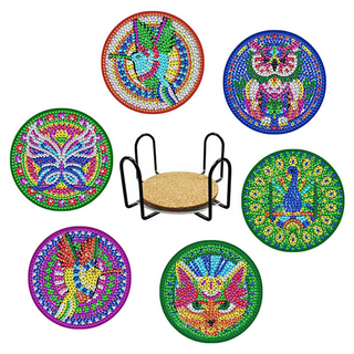 탑피아 집중력 향상 DIY 보석십자수 코스터 6p + 철제선반 세트, CM012, 1세트