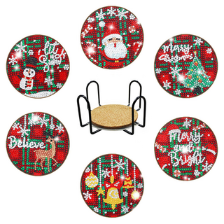 탑피아 집중력 향상 DIY 보석십자수 코스터 6p + 철제선반 세트, CM029, 1세트