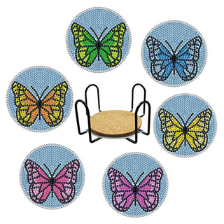 탑피아 집중력 향상 DIY 보석십자수 코스터 6p + 철제선반 세트, CM006, 1세트