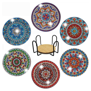 탑피아 집중력 향상 DIY 보석십자수 코스터 6p + 철제선반 세트, CM033, 1세트