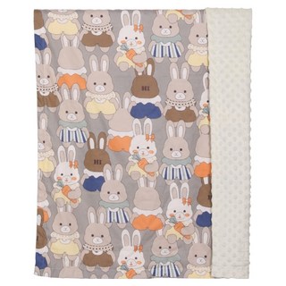 OhBabyLying 秋冬夾棉純棉加絨款荳荳毯, 白底兔兔