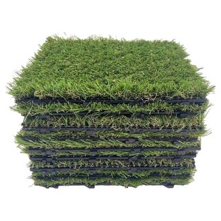 樂嫚妮 塑木仿秋草拼接地板 0.25坪, 綠色, 9件