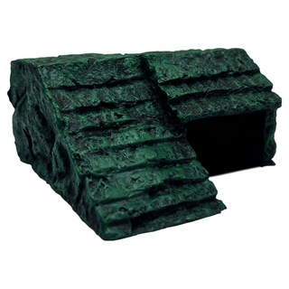 PET'S HANDLER 寵物爬蟲類樹脂岩石階梯爬蟲類躲藏處 12 x 12 x 5.5 cm PH-NS04R, 1個, 混合顏色