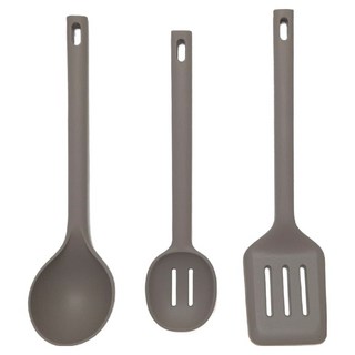 BELLOVIE Harmony Cook 矽膠廚具3件組, 深灰色, 1套, 湯勺 + 鍋鏟 + 料理匙