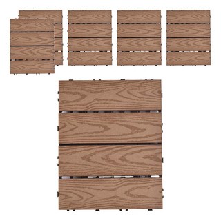 Meric Garden 環保防水防腐拼接塑木地板, 直條木紋柚木色, 6個