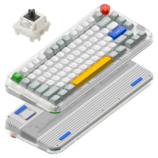 누피 로우 하이 듀얼 프로파일 커스텀 기계식 유무선 텐키리스 키보드 맥스, KICK75, 레트로 그레이, 갈축