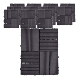 Meric Garden 環保防水防腐拼接塑木地板, 四格拼接黑色, 12個