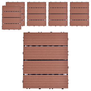 Meric Garden 環保防水防腐拼接塑木地板, 直條紅木色, 6個