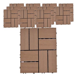 Meric Garden 環保防水防腐拼接塑木地板, 四格拼接柚木, 12個