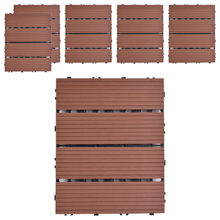 Meric Garden 環保防水防腐拼接塑木地板, 直條茶色, 6個