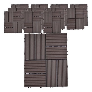 Meric Garden 環保防水防腐拼接塑木地板, 四格拼接咖啡色, 12個