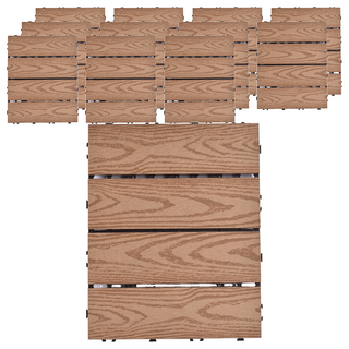 Meric Garden 環保防水防腐拼接塑木地板, 直條木紋柚木色, 12個