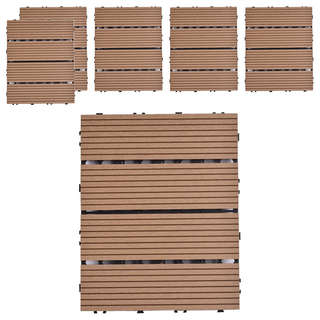 Meric Garden 環保防水防腐拼接塑木地板, 直條柚木色, 6個