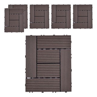 Meric Garden 環保防水防腐拼接塑木地板, L型直條咖啡色, 6個