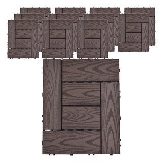 Meric Garden 環保防水防腐拼接塑木地板, L型木紋咖啡色, 12個