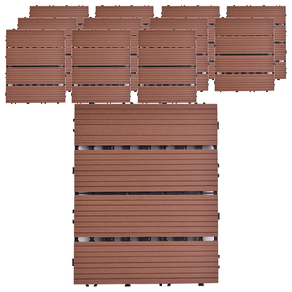 Meric Garden 環保防水防腐拼接塑木地板, 直條茶色, 12個