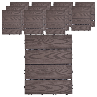 Meric Garden 環保防水防腐拼接塑木地板, 直條木紋咖啡色, 12個