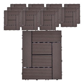 Meric Garden 環保防水防腐拼接塑木地板, L型直條咖啡色, 12個