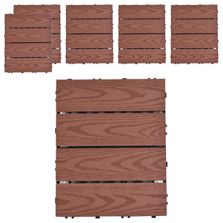 Meric Garden 環保防水防腐拼接塑木地板, 直條木紋紅木色, 6個