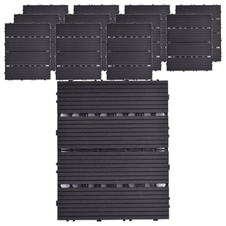 Meric Garden 環保防水防腐拼接塑木地板, 直條黑色, 12個