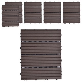 Meric Garden 環保防水防腐拼接塑木地板, 直條咖啡色, 6個