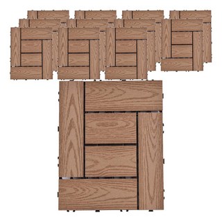 Meric Garden 環保防水防腐拼接塑木地板, L型木紋柚木色, 12個