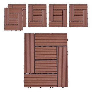 Meric Garden 環保防水防腐拼接塑木地板, L型直條紅木色, 6個