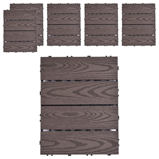 Meric Garden 環保防水防腐拼接塑木地板, 直條木紋咖啡色, 6個