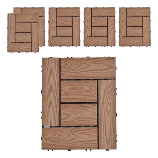 Meric Garden 環保防水防腐拼接塑木地板, L型木紋柚木色, 6個