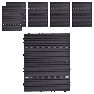 Meric Garden 環保防水防腐拼接塑木地板, 直條黑色, 6個