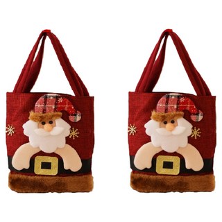 小麥購物 聖誕手提袋 G327, 聖誕老人 紅色, 2個