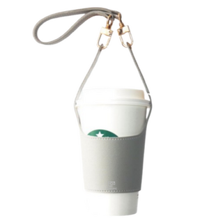 요모픽 가죽 텀블러 휴대용 음료 파우치, 라이트그레이, 1개