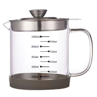 JAR嚴選 樂透304不鏽鋼濾油網盤 + 蓋耐熱玻璃壺, 1個, 1L