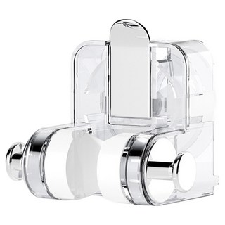 葉子小舖 浴室蓮蓬頭可調節吸盤支架, 透明銀