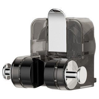 葉子小舖 浴室蓮蓬頭可調節吸盤支架, 透明灰