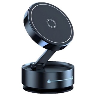 真空吸附磁吸手機支架, 黑色, 可調角度, 摺疊收納, 適用多種手機平板, 1個